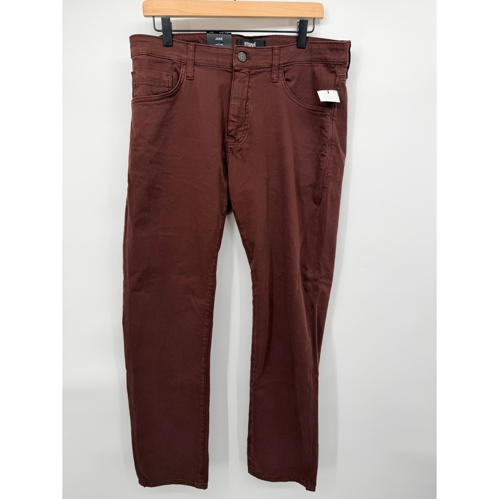 Mavi Jake Slim Leg Pants Mens 34x32 Brick Twill NWT Red Brown Jeans
